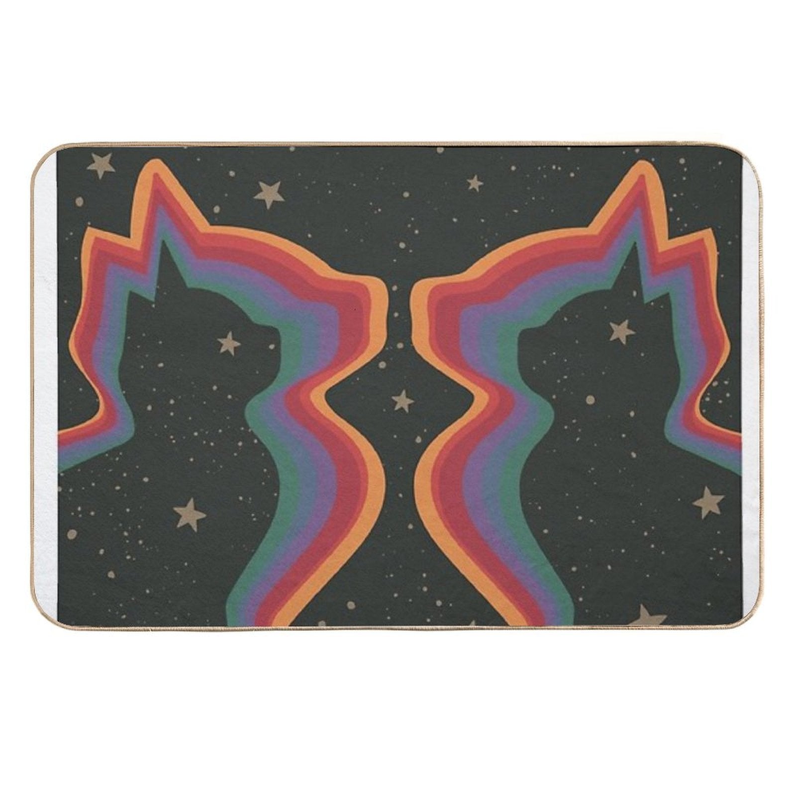 Rainbow Cats, Cosmic Space Stars Art  Pet-Safe Bath Mat