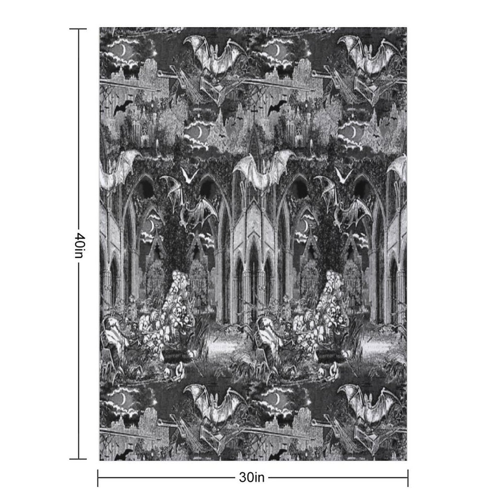 Dark Gothic Vampires Crypt Graves Bats Skulls Pattern by Moose Disco Lightweight Throw Blanket