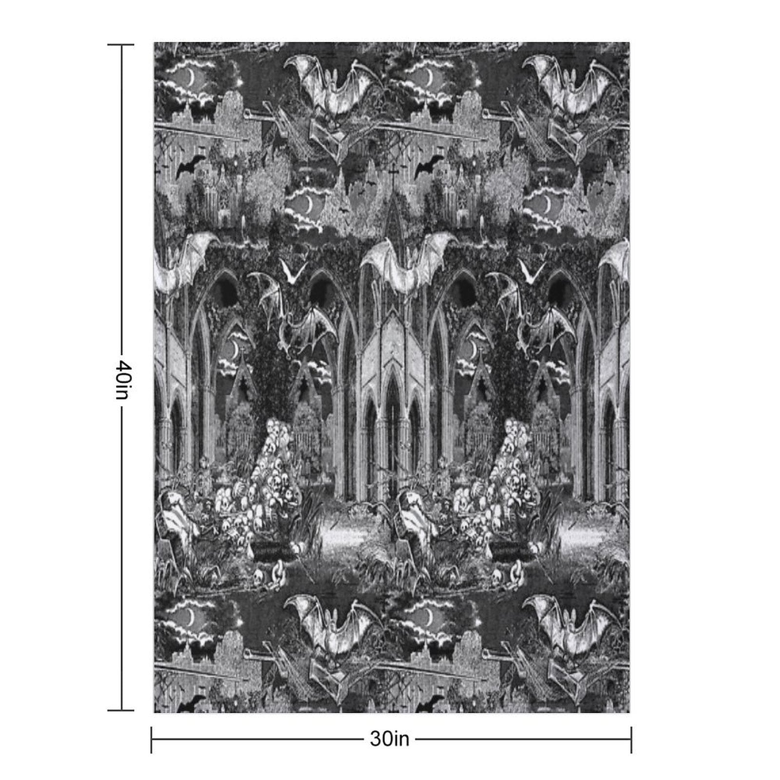 Dark Gothic Vampires Crypt Graves Bats Skulls Pattern by Moose Disco Lightweight Throw Blanket