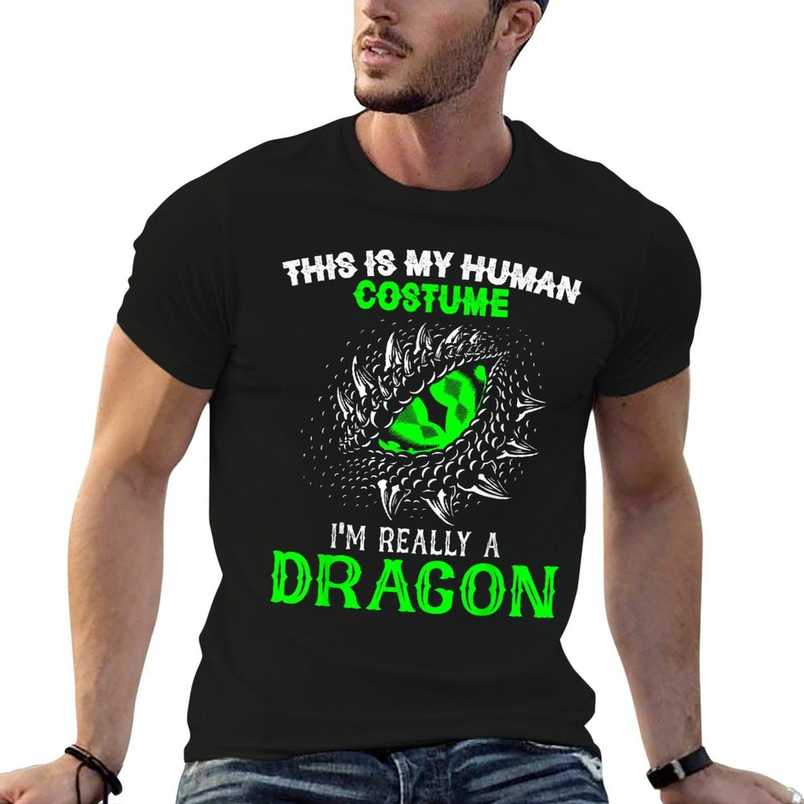 This Is My Human Costume Im Really A Dragon Halloween  Slim-fit Cut T-Shirt