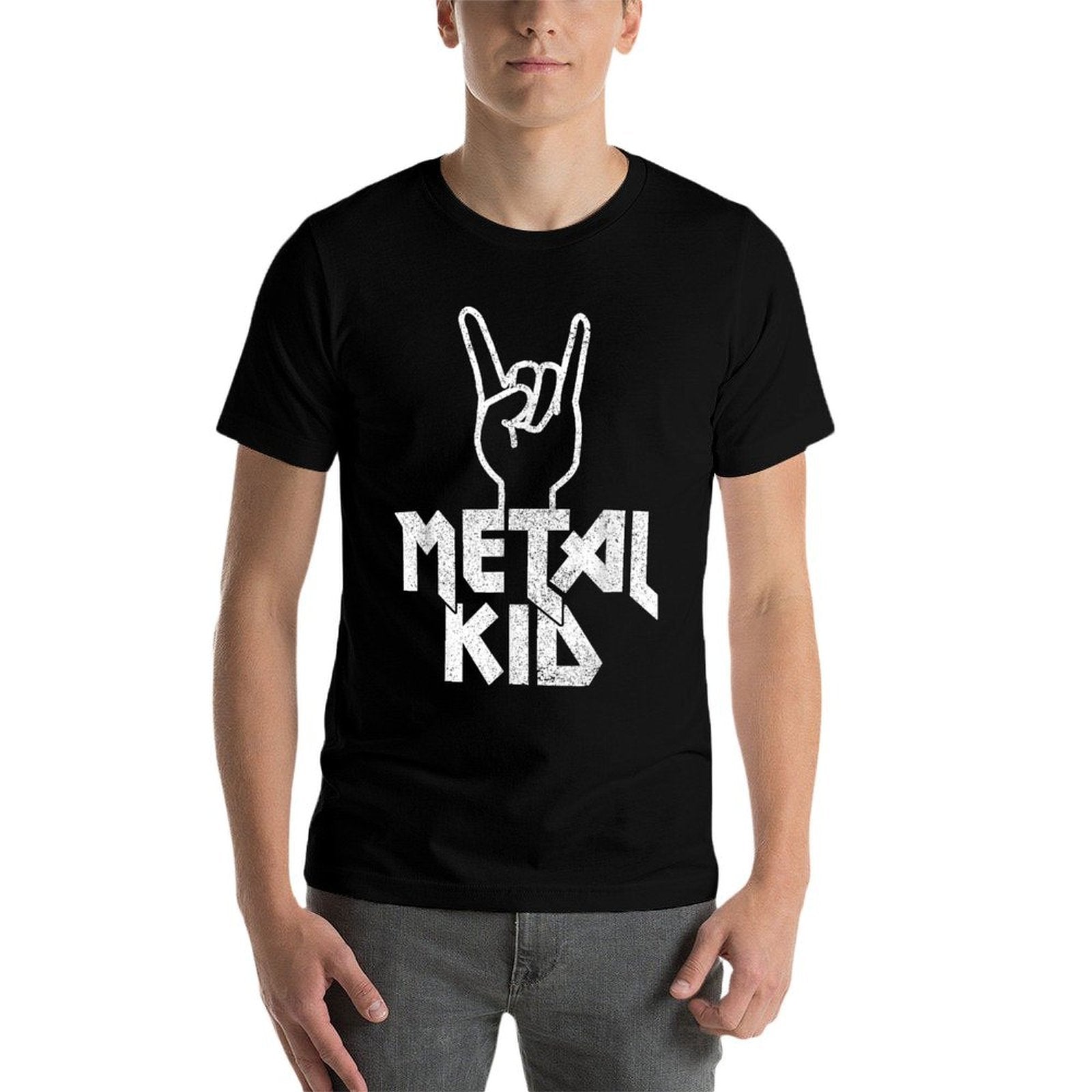 Metal Kid Apparel Co. Metal Head Heavy Black Death Metal Fan Music Gift  Ribbed Collar T-Shirt