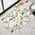White Magnolia Flowers  Easy To Clean Bath Mat