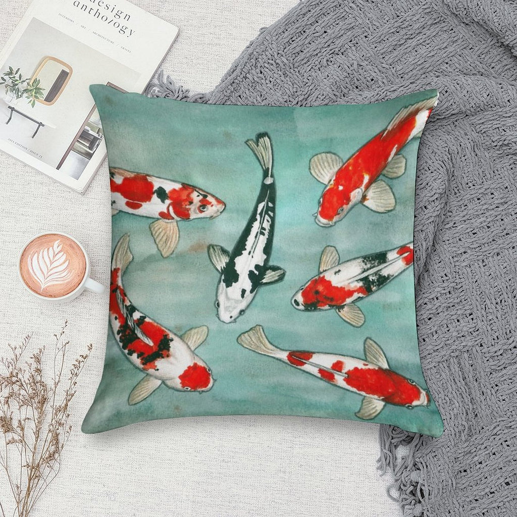 Le Ballet Des Carpes Koi Soft Home Decor Throw Pillow
