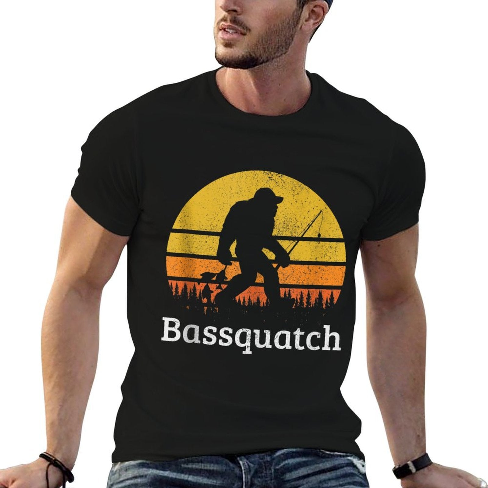 Bassquatch Funny Bass Fishing Sasquatch Bigfoot Vintage Gift  Versatile T-Shirt