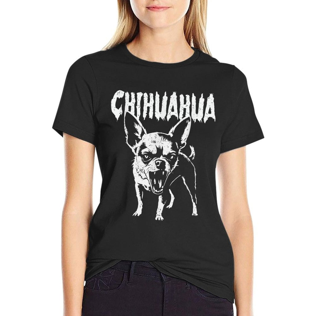 Angry Chihuahua Heavy Metal Lover Rage  Fade-proof Color T-Shirt