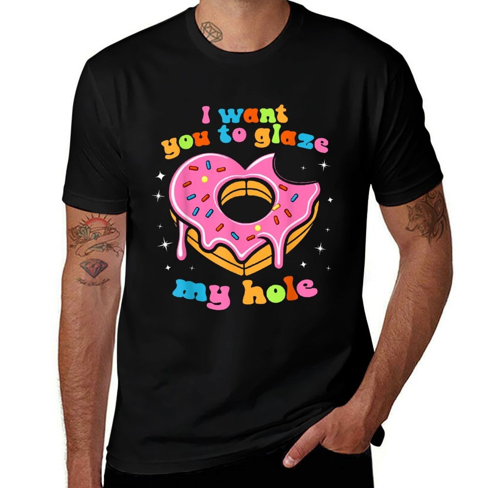 I Want You to Glaze My Hole Funny Donut Women Adult Joke  Slim-fit Cut T-Shirt