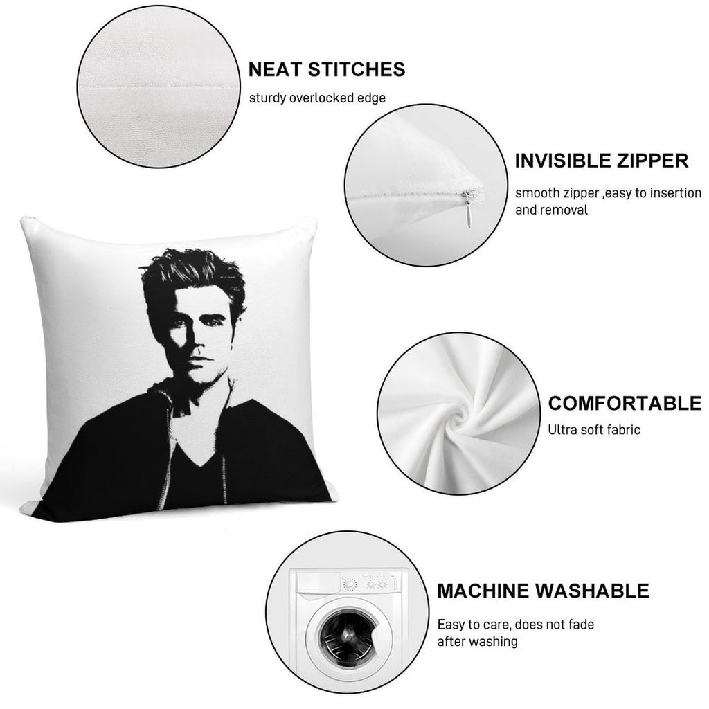 Paul Wesley Felt Soft Bedroom Essential Throw Pillow
