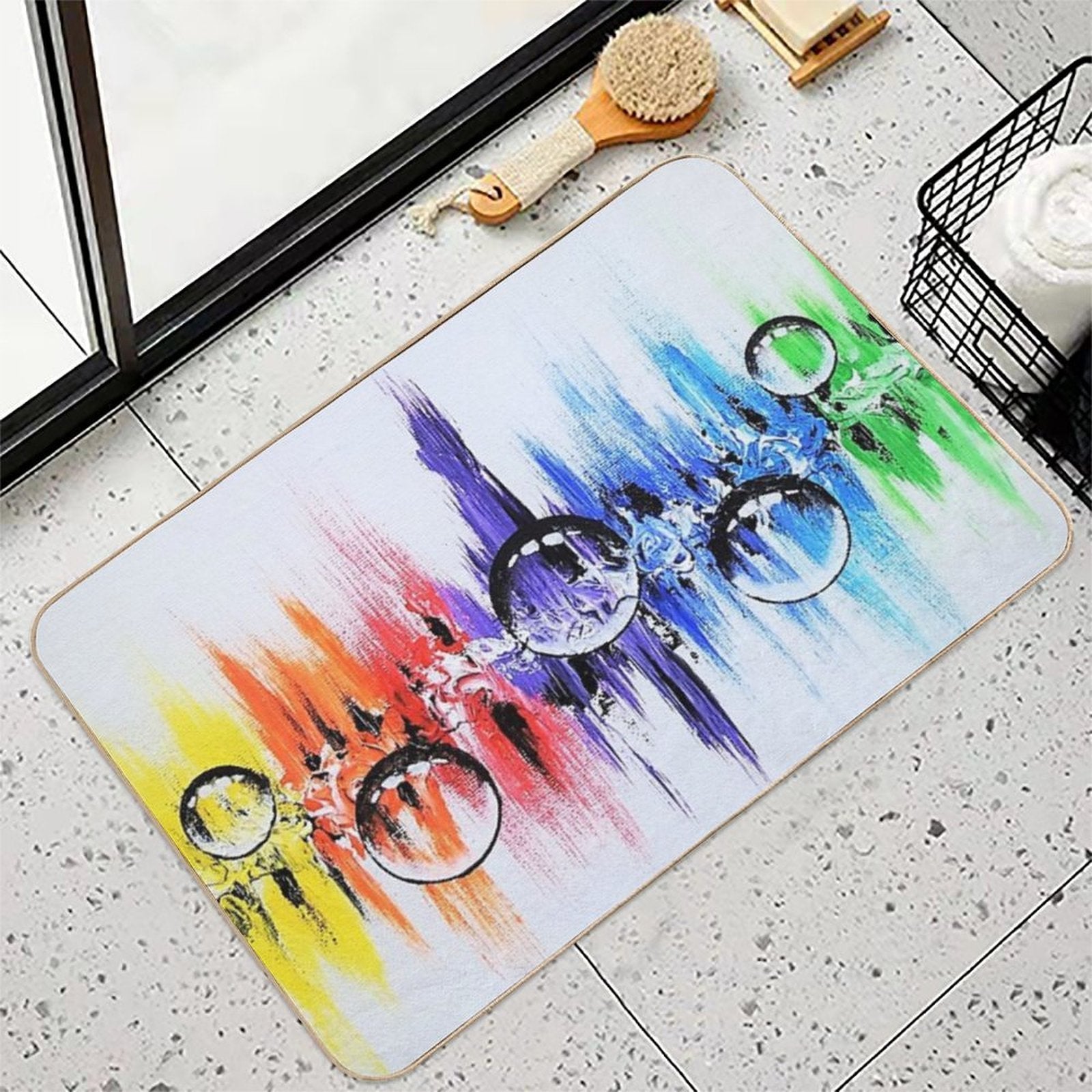 Eric Morecambe Rainbow Drops  Easy To Clean Bath Mat