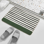 Forest Green X Stripes  Fade-Resistant Bath Mat