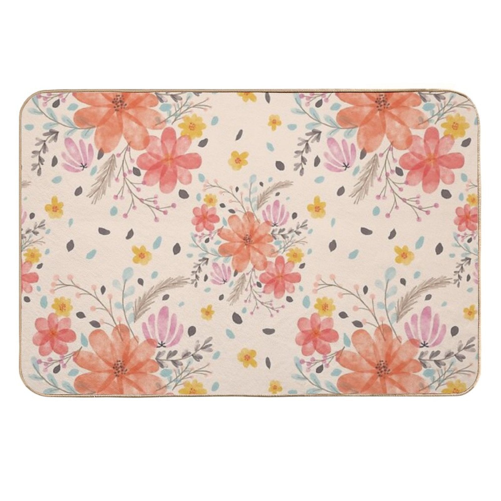 Floral Watercolor Bouquet Repeat Pattern  Non-Slip Bath Mat