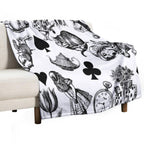 Alice's Adventures in Wonderland White Rabbit Mad Hatter Easy Care Throw Blanket