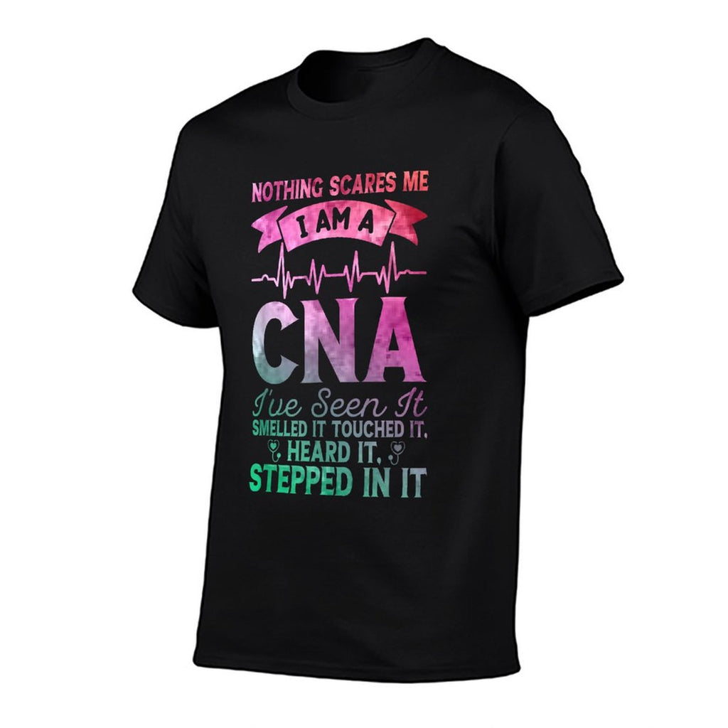 Nothing Scares Me CNA Nurse Job Lover Funny CNA  Ribbed Collar T-Shirt