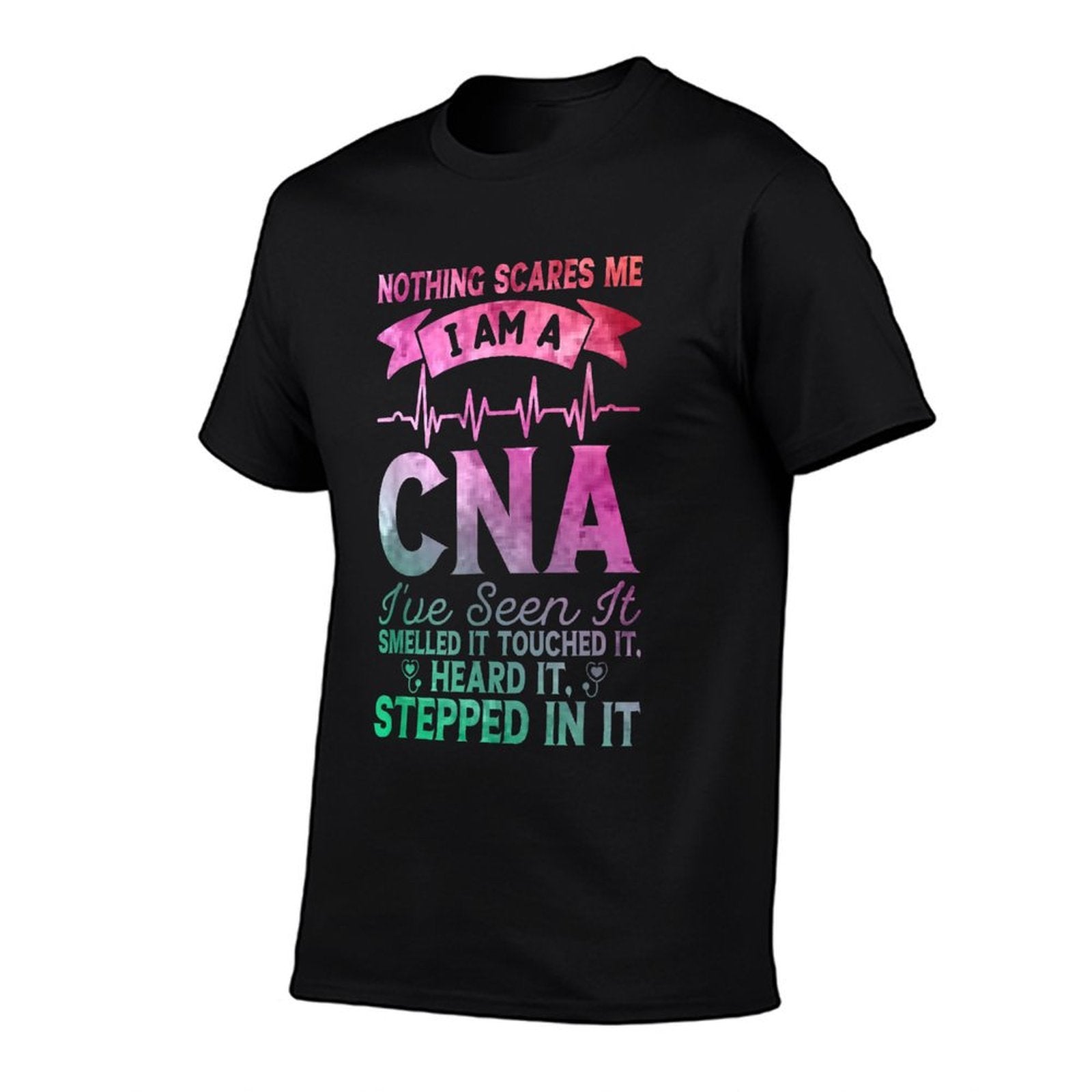 Nothing Scares Me CNA Nurse Job Lover Funny CNA  Ribbed Collar T-Shirt