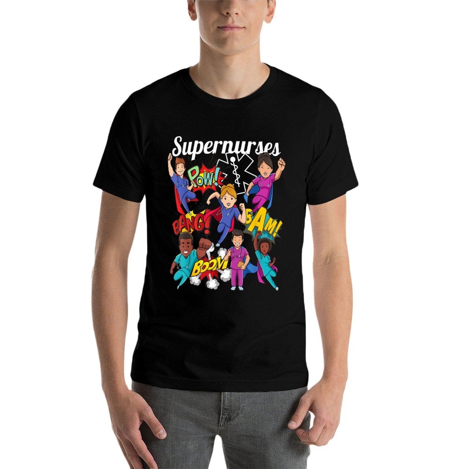 Supernurses Super Hero Comic Superhero Style RN Nursing Gift  Heathered Texture T-Shirt