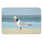 Cute Seagull with Ice Cream by The Sea  Absorbent Bath Mat