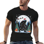 Santa Bigfoot Christmas Lights Funny Sasquatch Believe  Eco-friendly Material T-Shirt