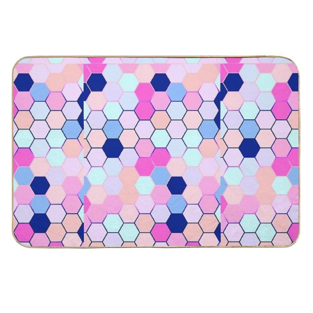Cute Pastle Hexagon Pattern  Easy Maintenance Bath Mat