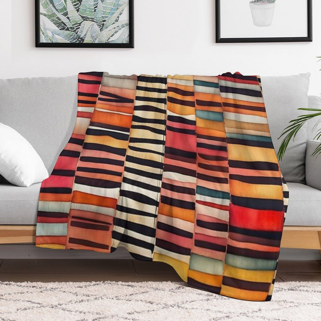 Etchnic Scandinavian Pattern - Watercolor Painting - Abstract Tribal Ethnic Traditional Pattern - Black Stripes - Terracotta & E Versatility Throw Blanket