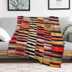 Etchnic Scandinavian Pattern - Watercolor Painting - Abstract Tribal Ethnic Traditional Pattern - Black Stripes - Terracotta & E Versatility Throw Blanket