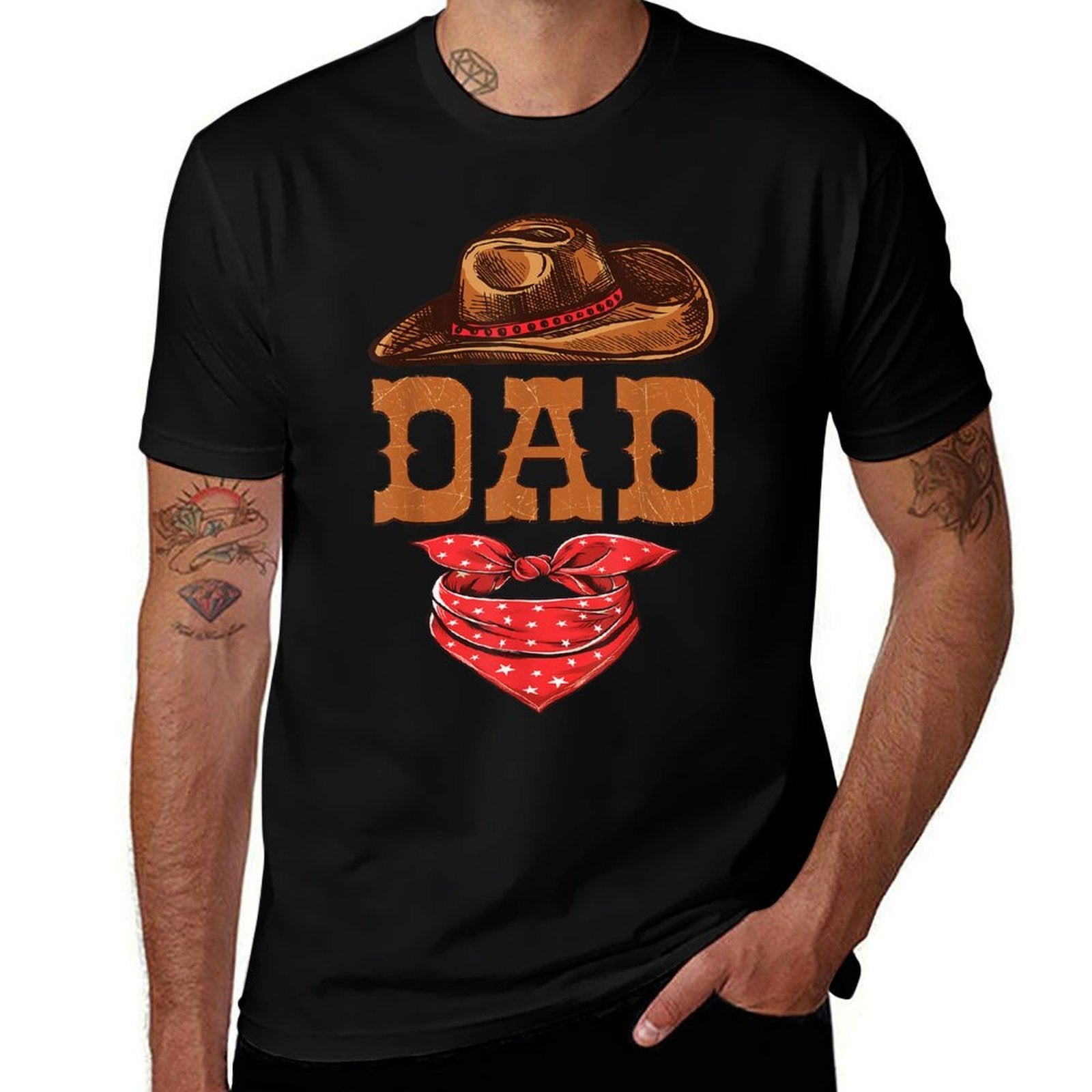Dad Western Birthday Cowboy Cowgirl Family Matching  Relaxed-fit T-Shirt