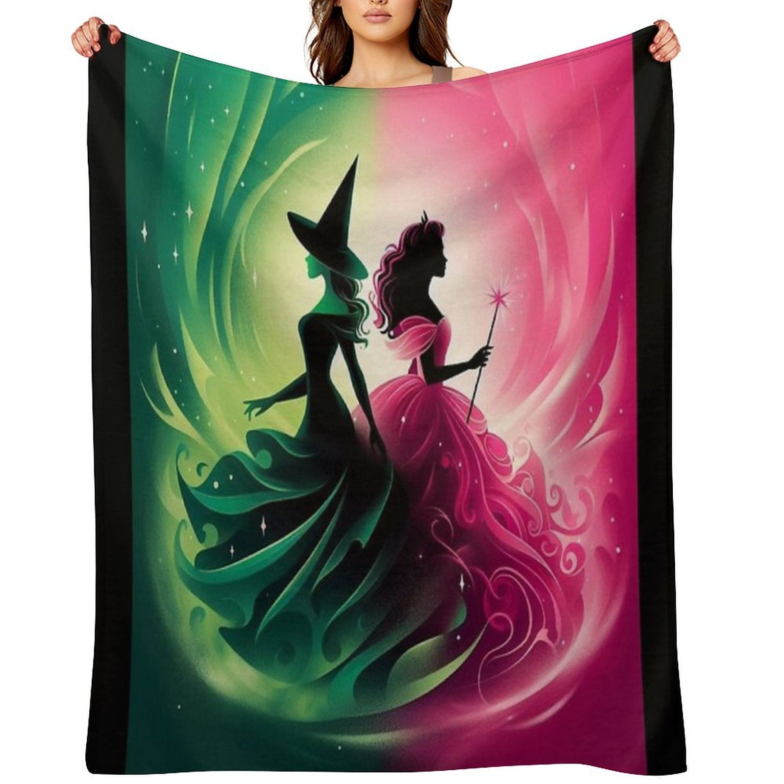 Elphaba & Glinda Wicked The Musical Defying Gravity Wrinkle-free Throw Blanket