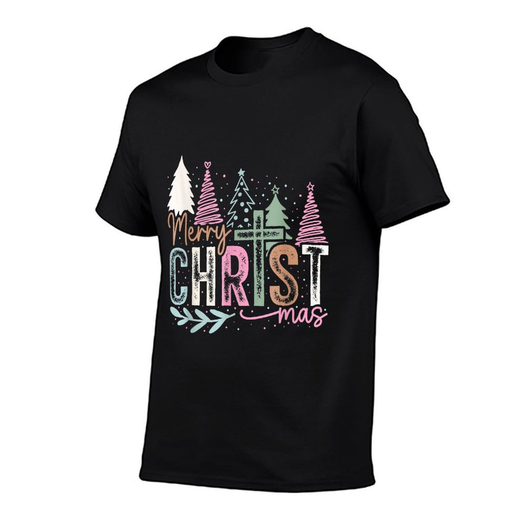Merry Christ Mas Christmas Christian Faith Jesus Cross  High-quality Stitching T-Shirt