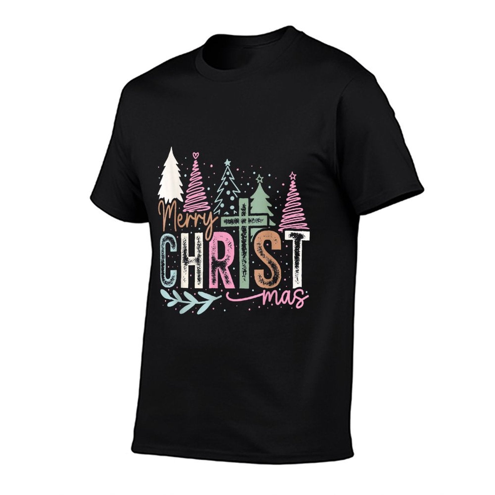 Merry Christ Mas Christmas Christian Faith Jesus Cross  High-quality Stitching T-Shirt