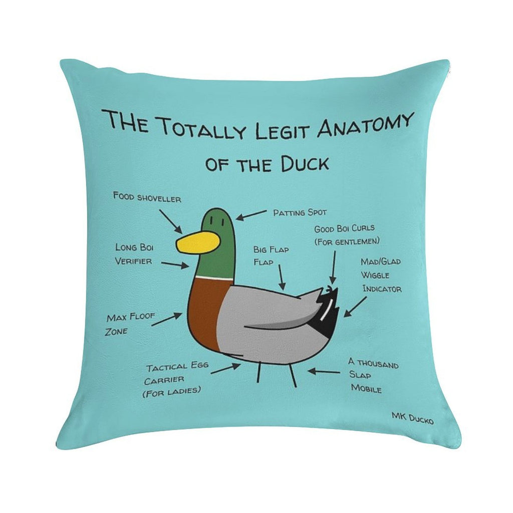 Ducko Originals #OG08 Totally Legit Anatomy of The Duck Soft Home Decor Throw Pillow