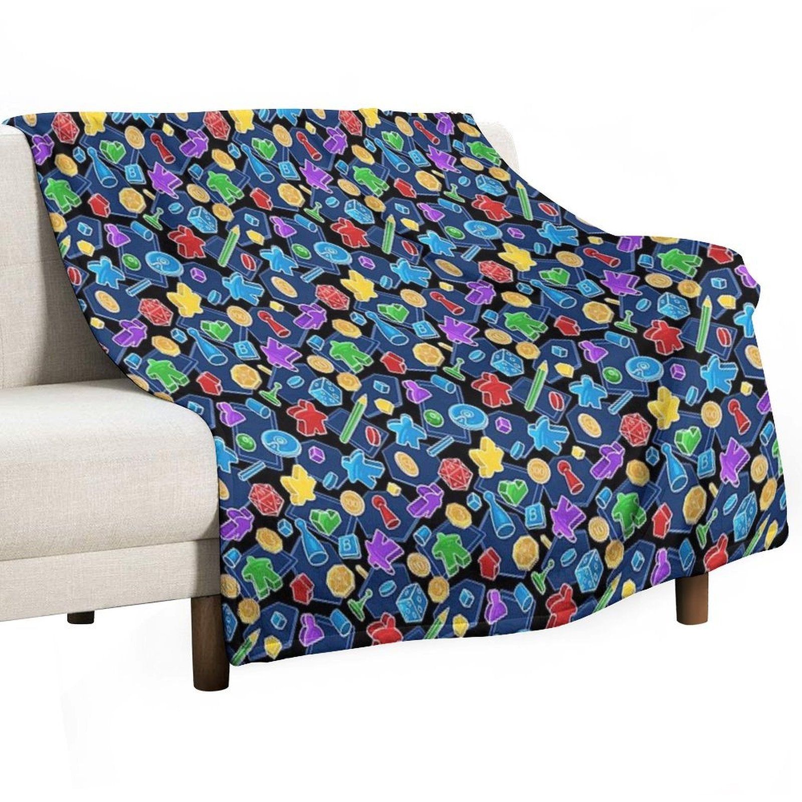Tabletop Board Game Pieces Pattern Plush Throw Blanket