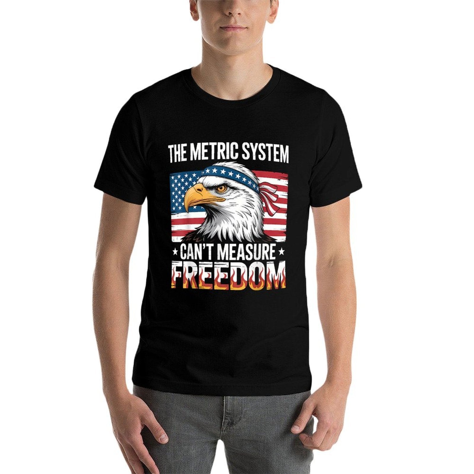 The Metric System Cant Measure Freedom America Eagle Meme  Polyester Blend T-Shirt