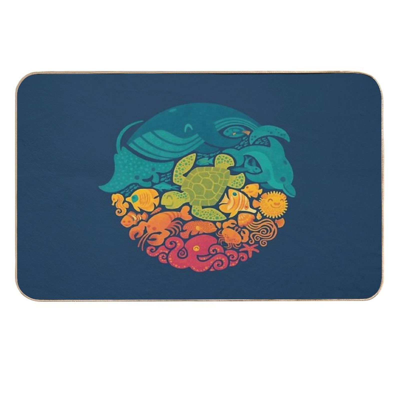 Aquatic Rainbow  Fade-Resistant Bath Mat