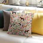 Horses Floral Horse Breeds Farm Animal Pets Soft Durable Construction Throw Pillow