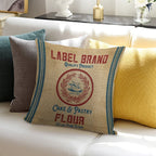 Vintage Burlap Like Flour Sack Soft High-Density Material Throw Pillow