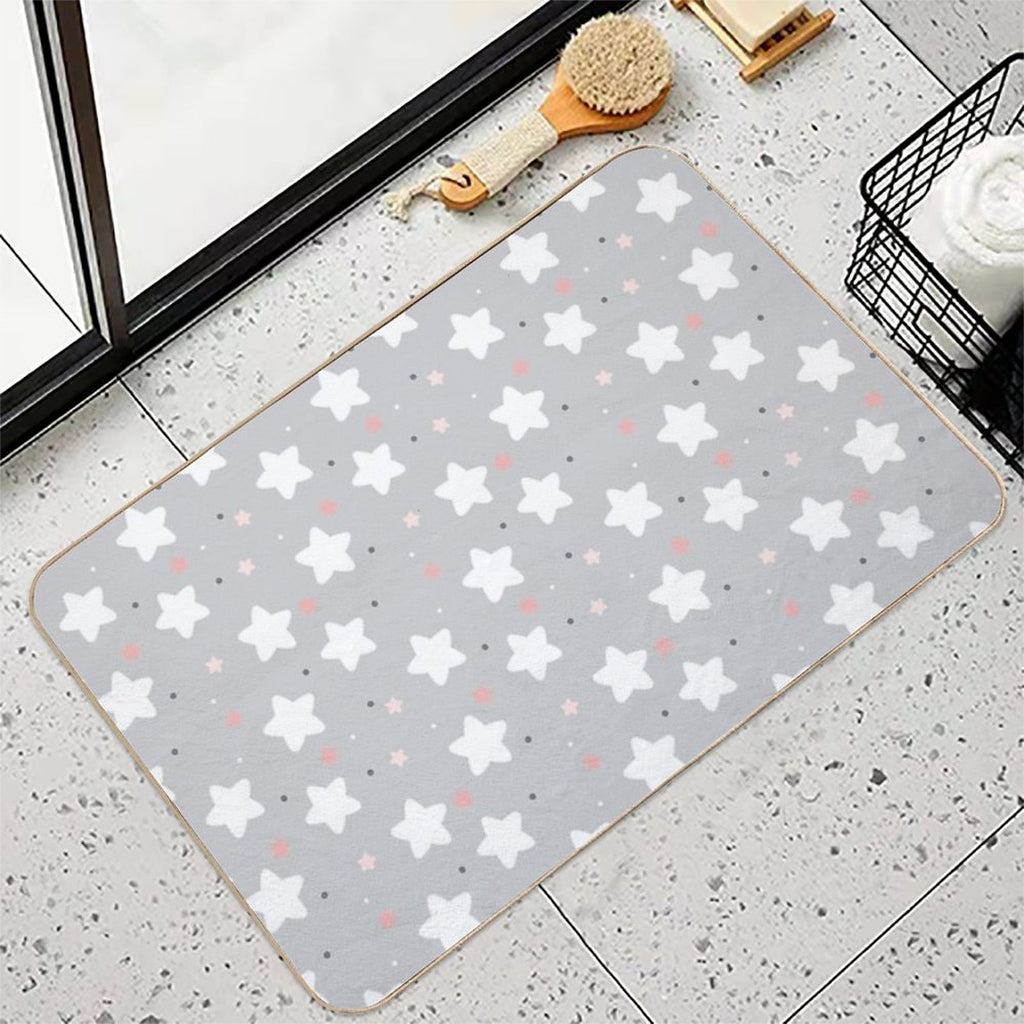 Cute White Star Pattern  Non-Slip Bath Mat