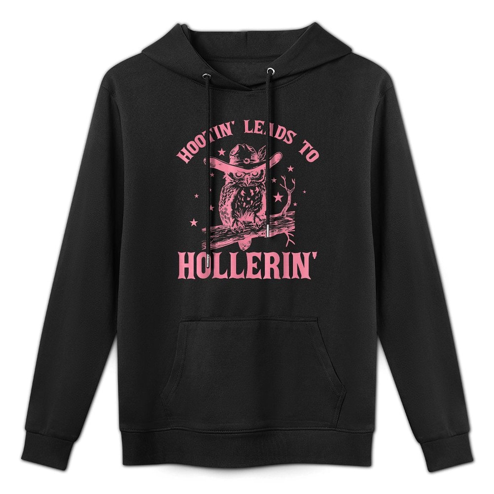 Hootin Leads To Hollerin Funny Owl Cowboy Saying Kangaroo Pocket Hoodie