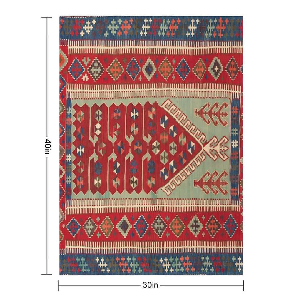 Antique Turkish Carpet Kilim Print Durable Throw Blanket