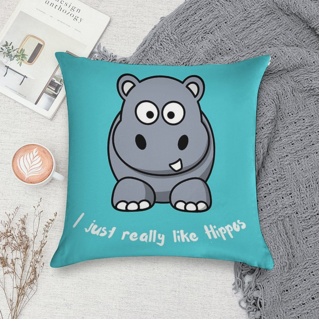 I Just Really Like Hippos Soft Anti-Pilling Throw Pillow