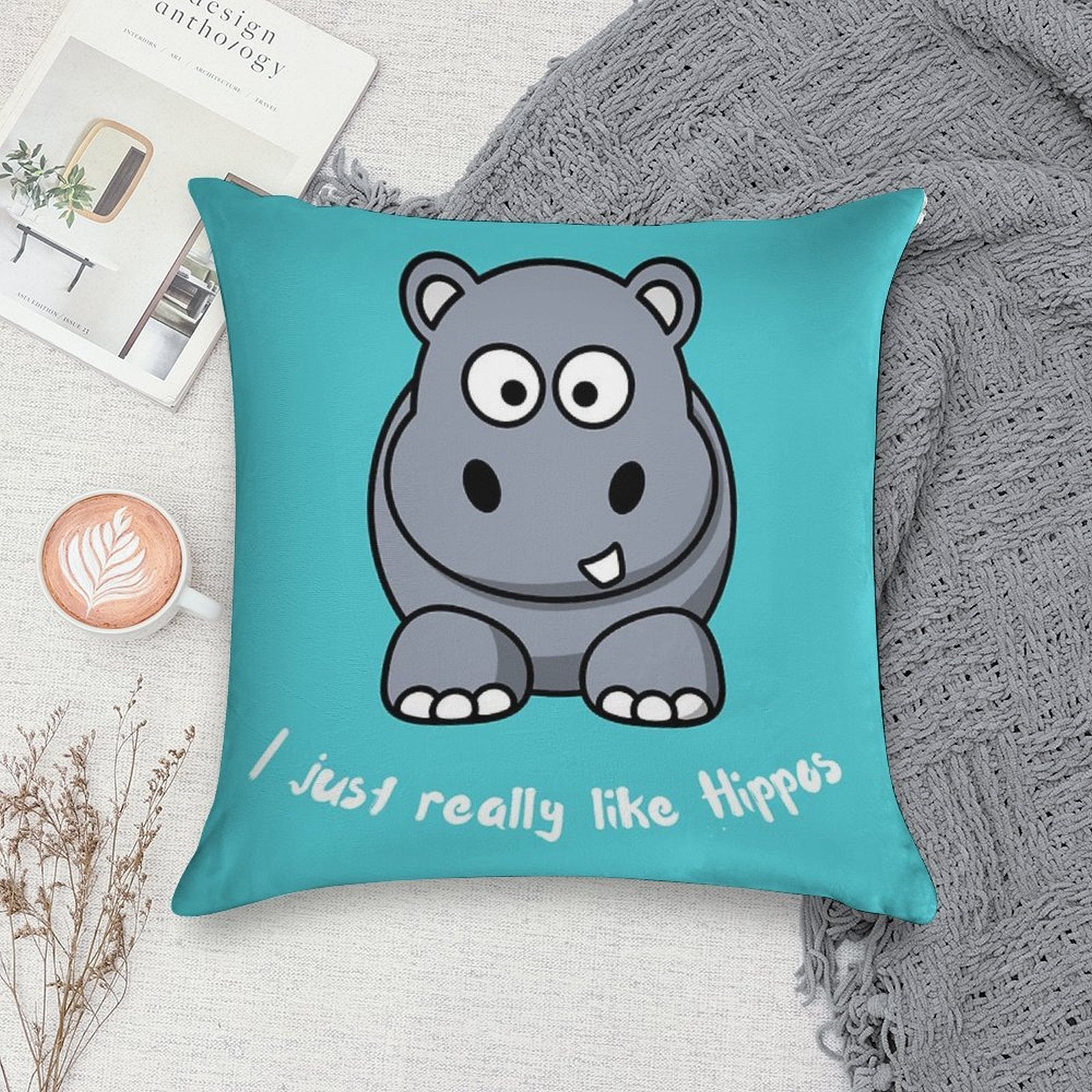 I Just Really Like Hippos Soft Anti-Pilling Throw Pillow