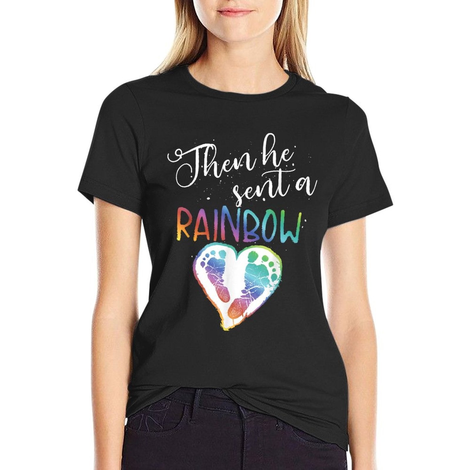 Funny Baby Pregnancy Announcement Rainbow Gift Mom To Be  Summer-ready Fabric T-Shirt