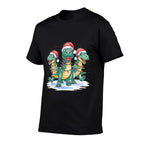 Funny Christmas Santa Reindeer Cute Dinosaur Santa Christmas  Lightweight T-Shirt