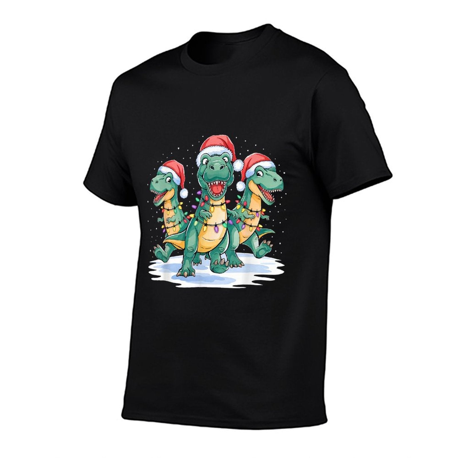 Funny Christmas Santa Reindeer Cute Dinosaur Santa Christmas  Lightweight T-Shirt