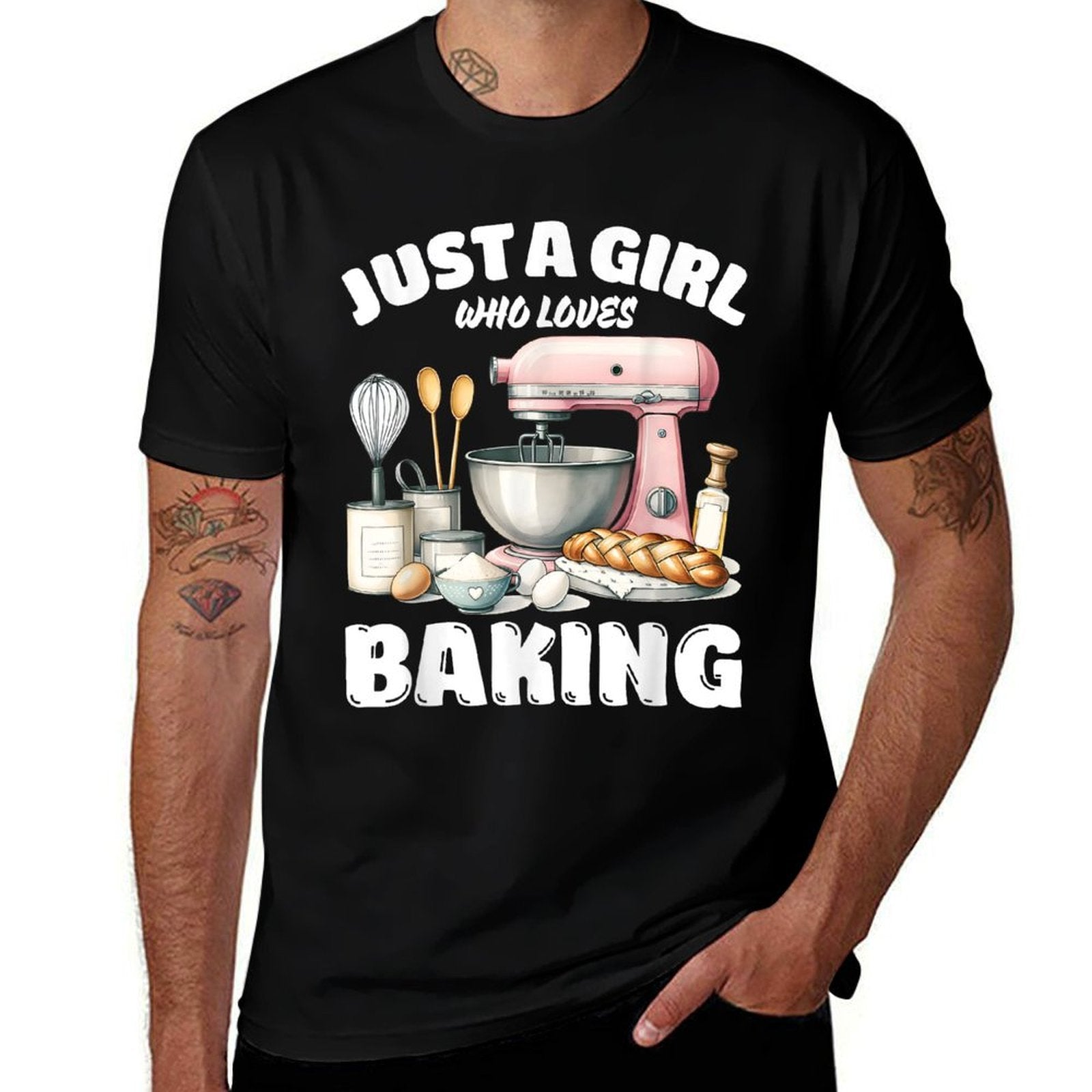 Just A Girl Who Loves Baking, Baking Lover  Rolled Sleeves T-Shirt