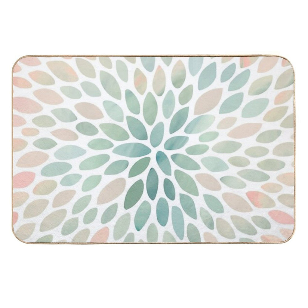 Floral Bloom Pattern, Coral, Peach, Green  Toxin-Free Bath Mat