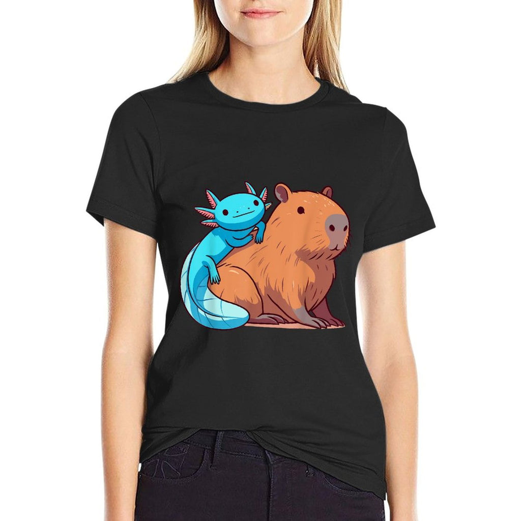 Capybara And Axolotl  Eco-friendly Material T-Shirt