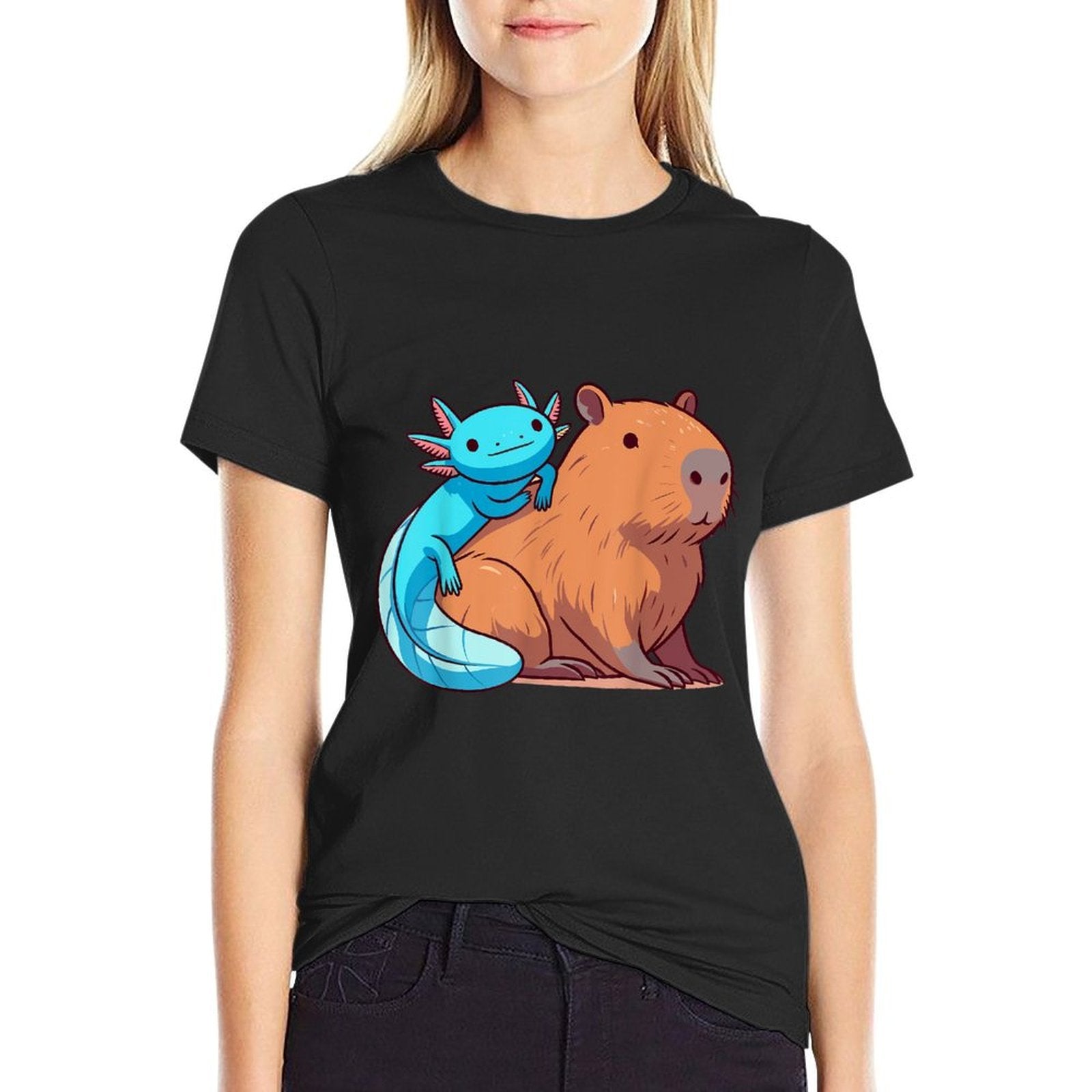 Capybara And Axolotl  Eco-friendly Material T-Shirt
