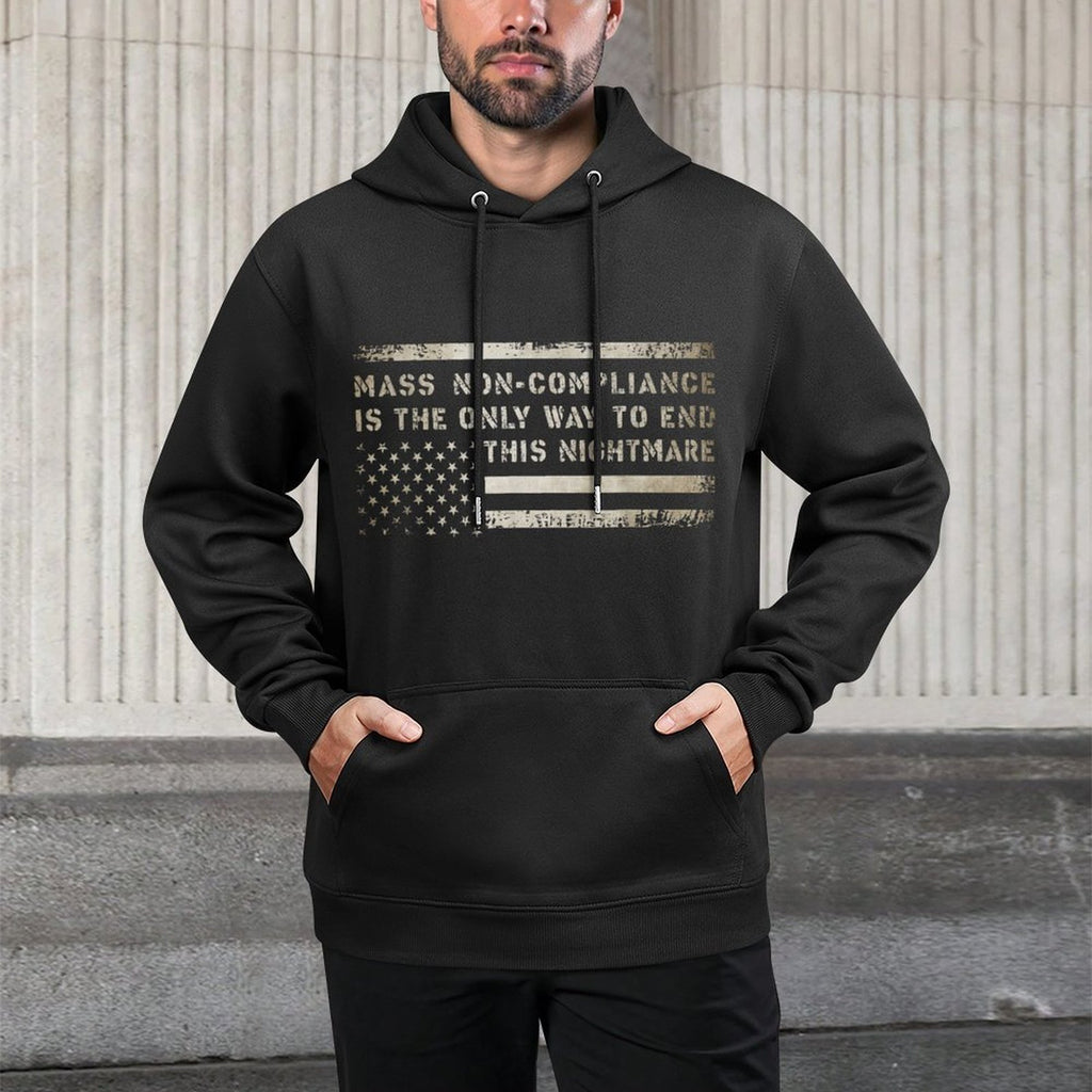 Mass Non Compliance - Upside Down American Adjustable Hood Hoodie