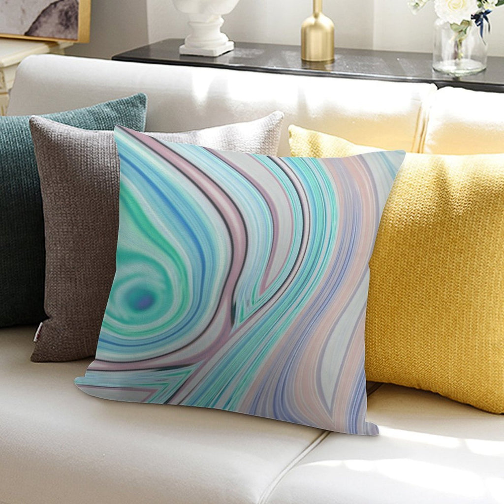 Preppy Abstract Pastel Lilac Purple Turquoise Aqua Blue Swirls Soft Luxury Feel Throw Pillow