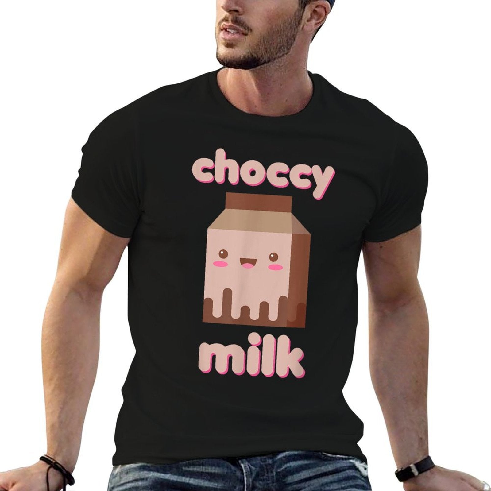 Choccy Milk Drink Chocolate Japanese Kawaii Cute Funny Meme  Tagless Design T-Shirt