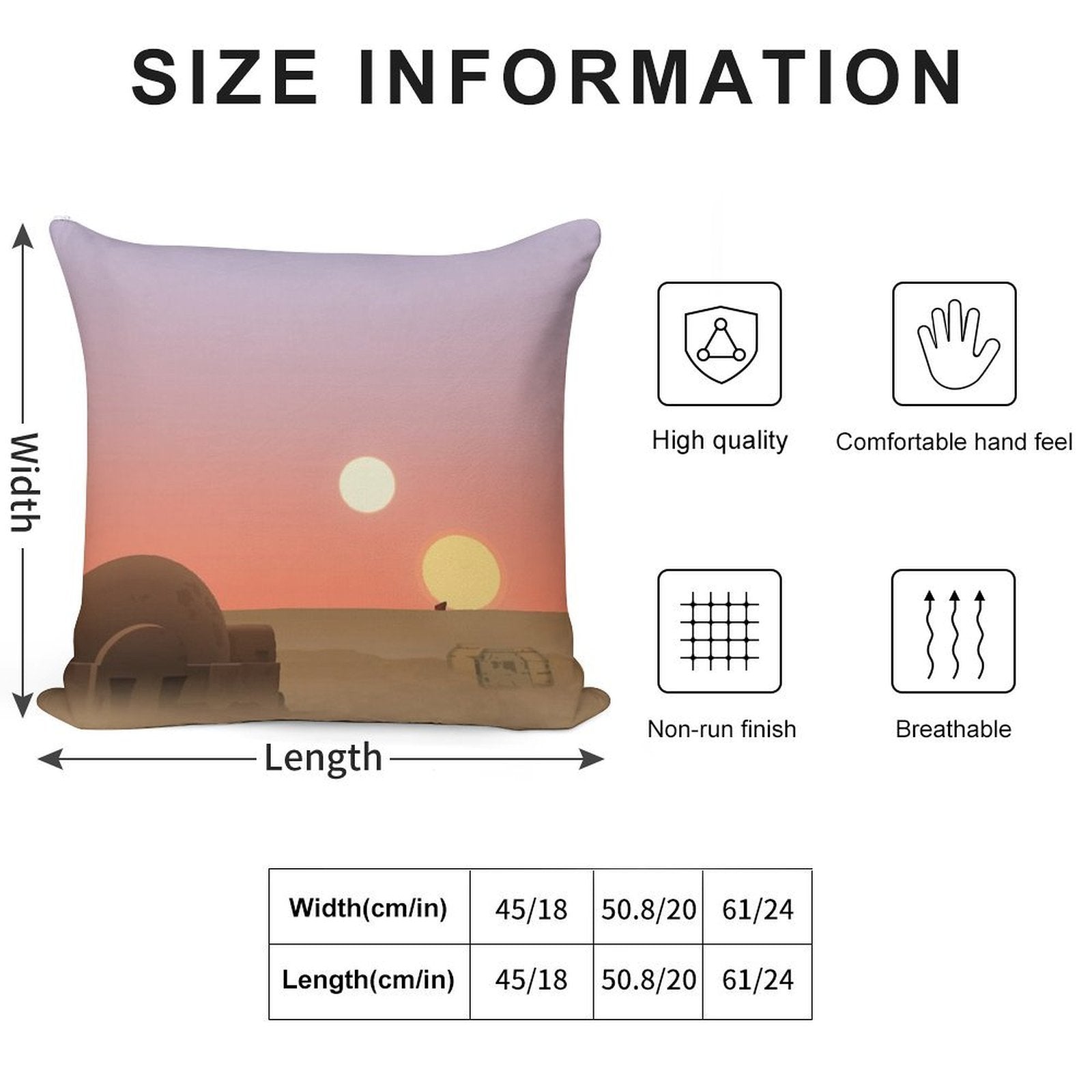 Tatooine Sunset Soft Hidden Zipper Throw Pillow