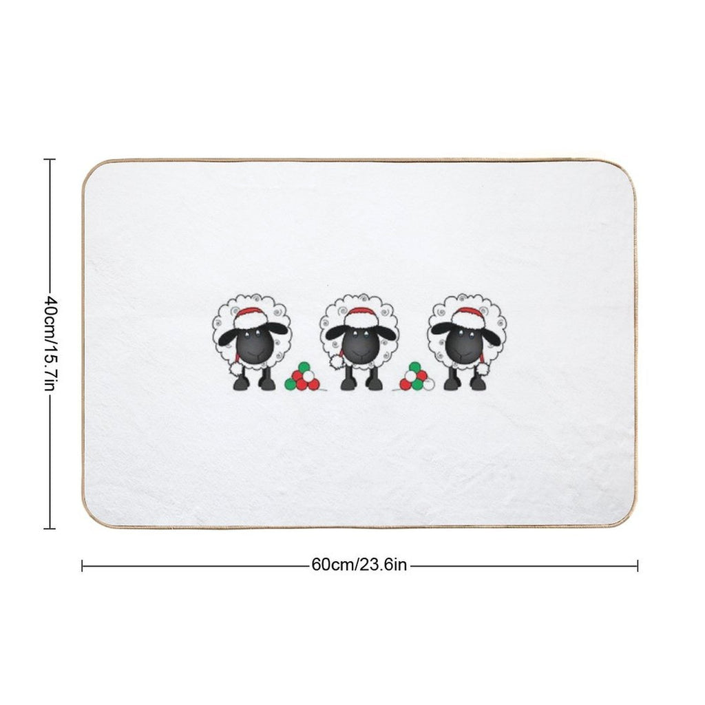 Christmas Sheep Trio With Wool - Shelby  Toxin-Free Bath Mat
